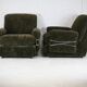 Paire de fauteuils "Space Age", velours marron et acier, France, circa 1970.