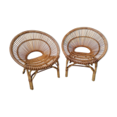 Paire de fauteuils en rotin