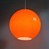 Large vintage pendant lamp in red opaline, 1970s