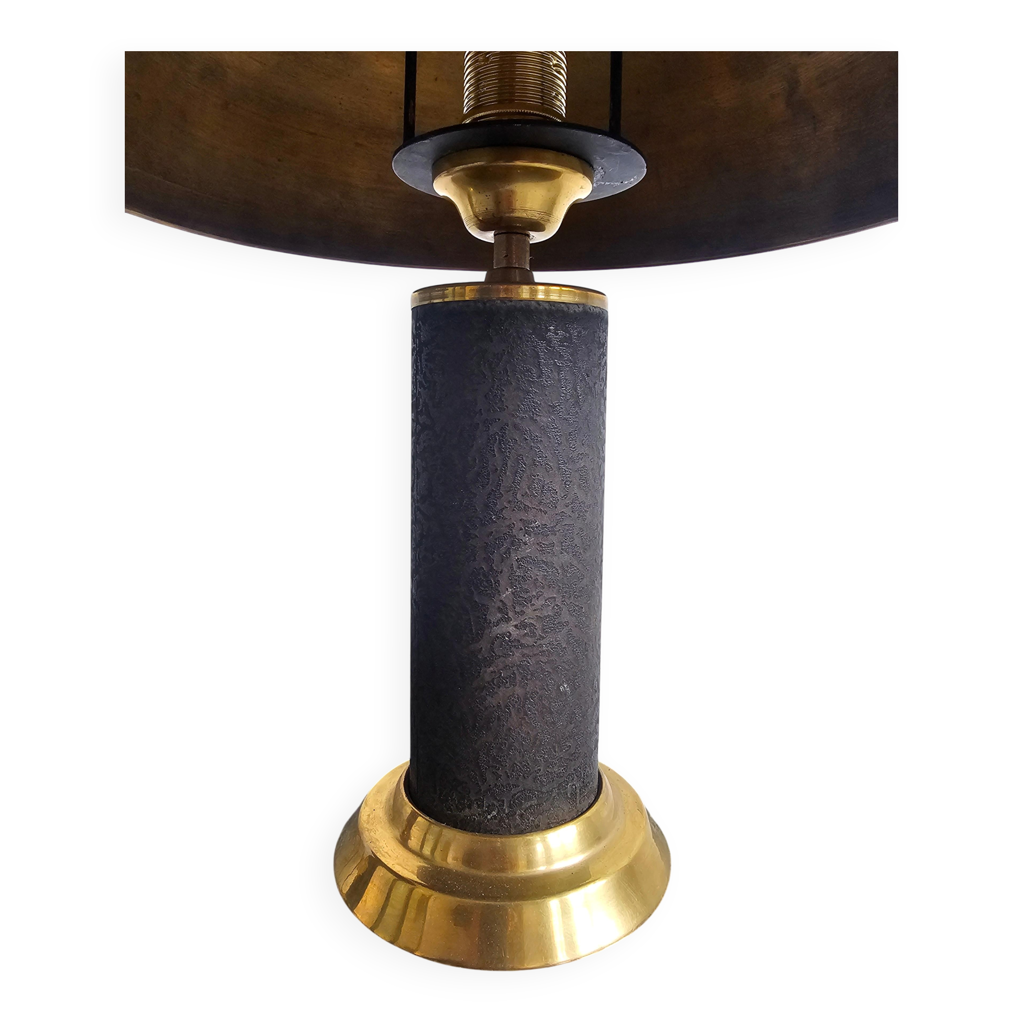 Pair of Mid Century Modern table lamps in brass and leather 1960
