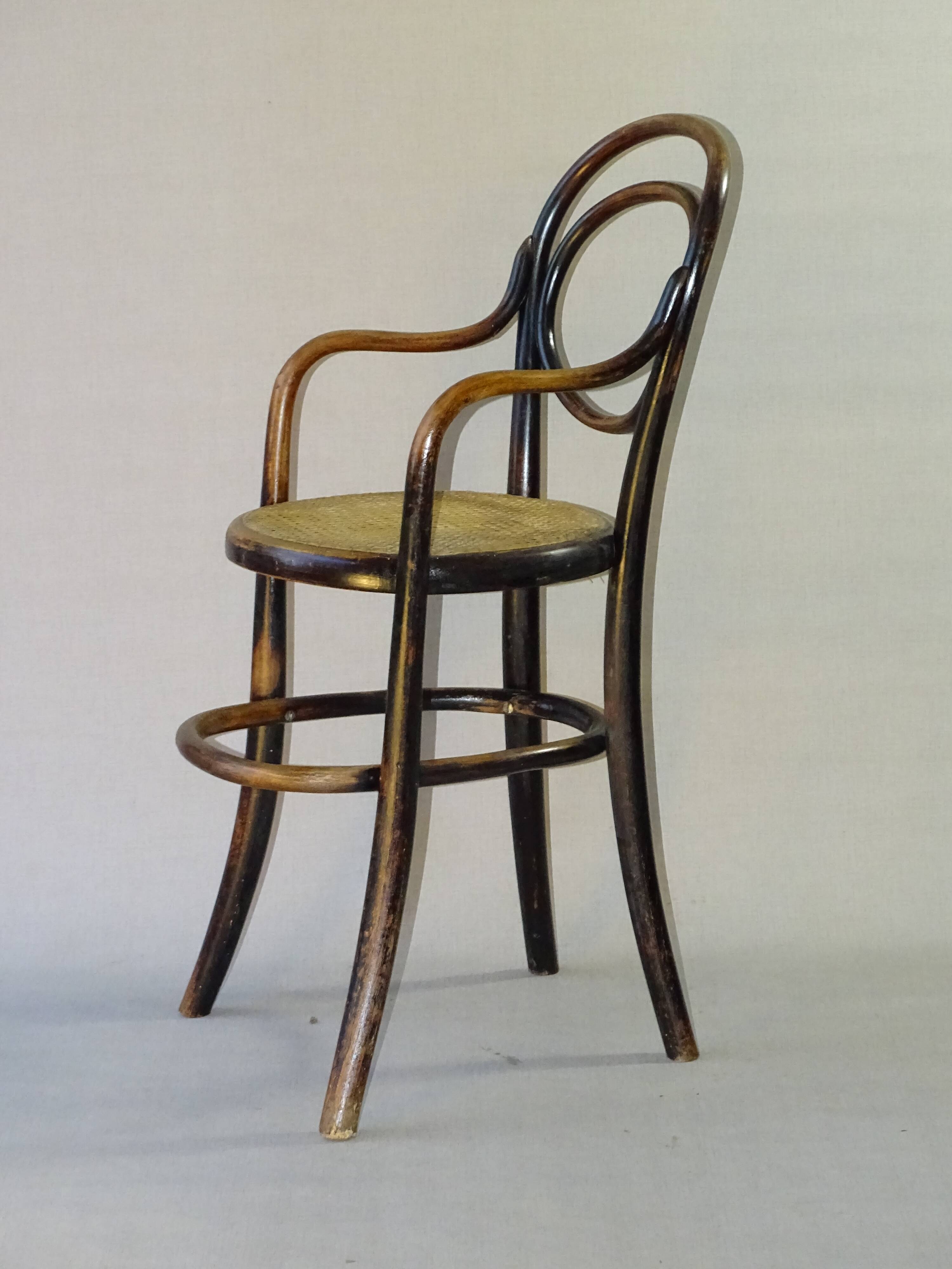 High baby chair, Thonet 1890, bistro, canned
