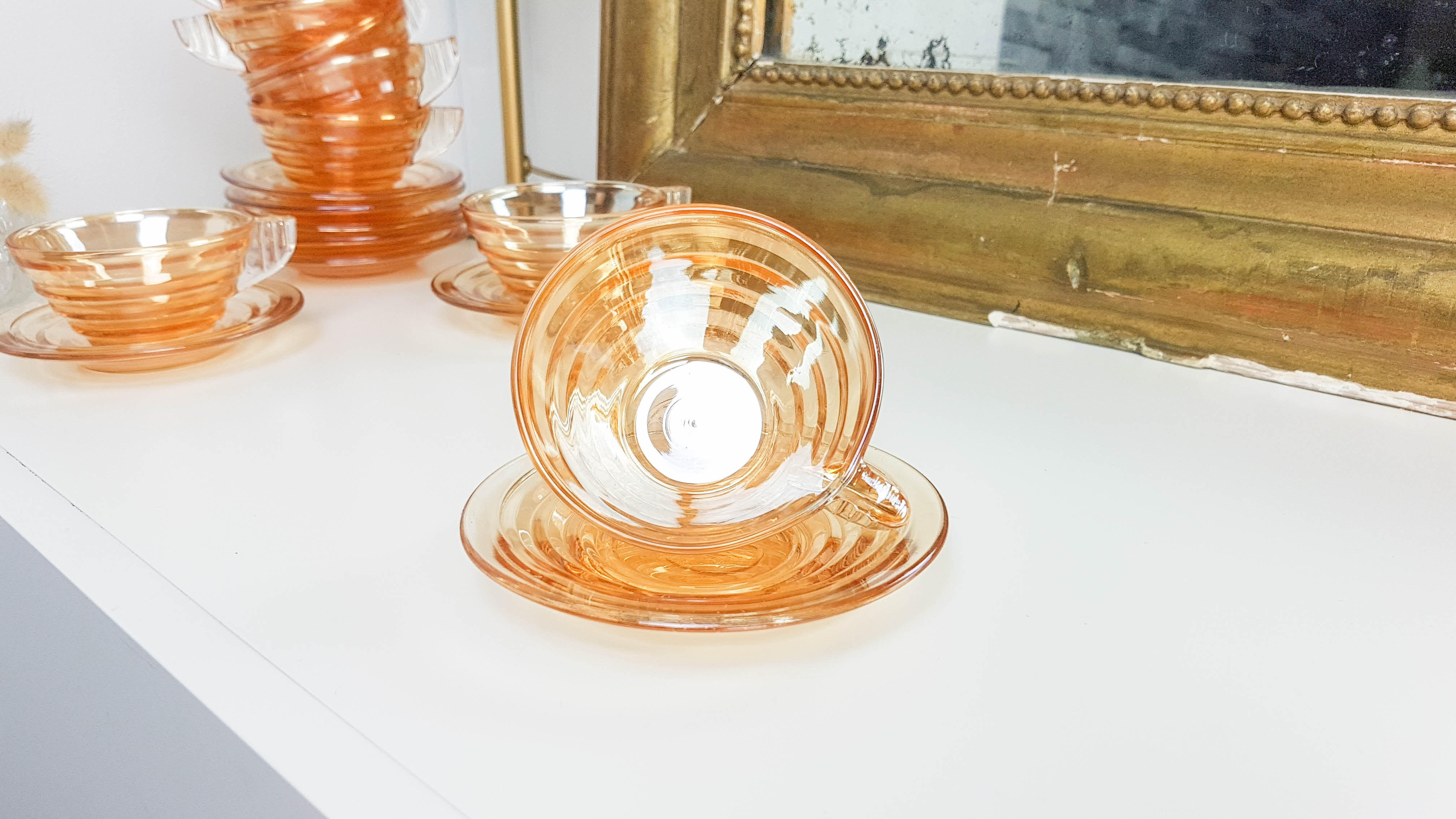 Gondolo coffee service in iridescent glass