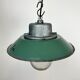 Suspension industrielle en émail vert et fonte, années 1960