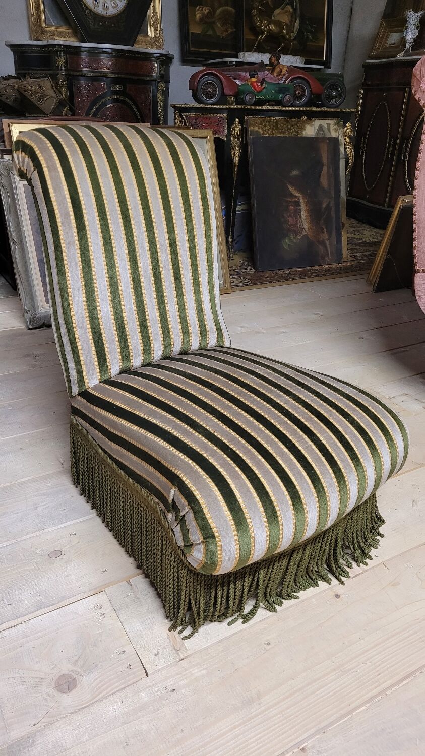 Napoleon III period velvet fireside chair