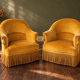 Napoleon III toad chair in mustard velvet – Solar elegance