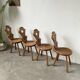 Set of 4 Savoyard pine chairs from the 60s