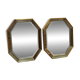 Pair gilt octagonal mirrors by Deknudt, vintage églomisé, Belgian 1970s, gold