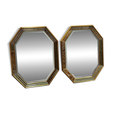 Paire de miroirs octogonaux dorés de Deknudt, vintage églomisé, Belgique années 1970, or