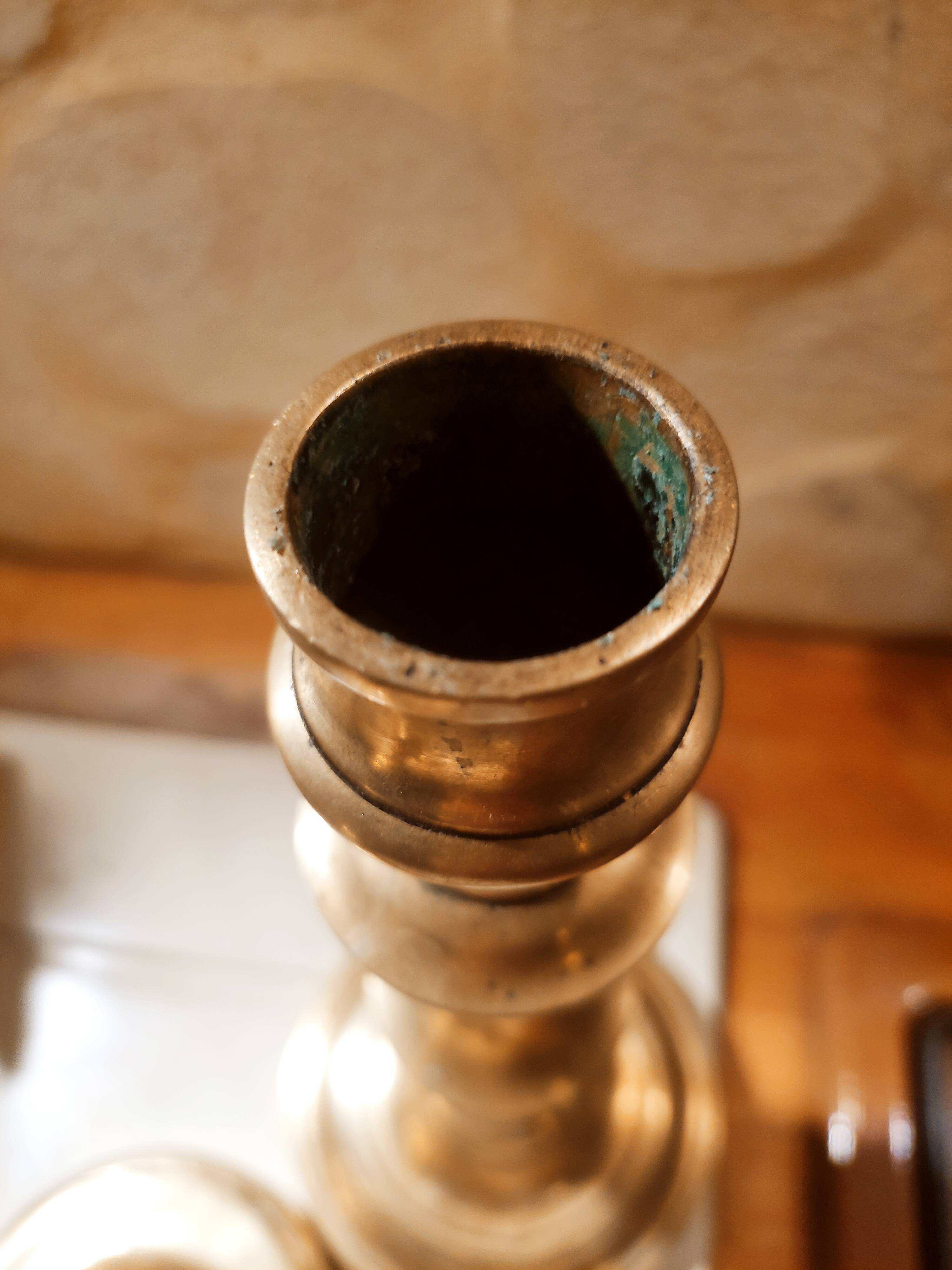 Pair of brass candle holders