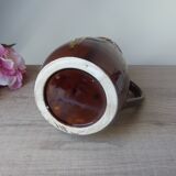 Old brown ceramic water jug pitcher, rustic country house pitcher 1970s