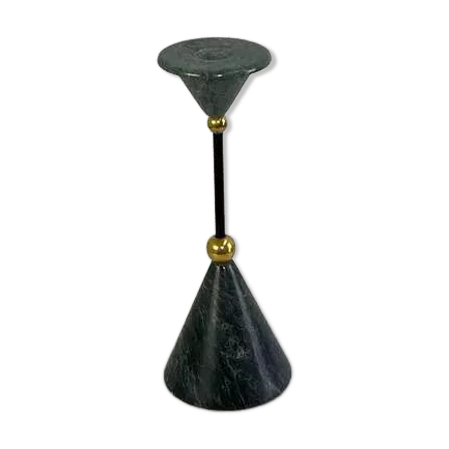 Vintage candlestick in green marble and brass