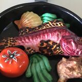 Fish trompe l'oeil dish in earthenware