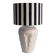 Vintage Ikea table lamp in white ceramic, Memphis style with black and white lampshade.