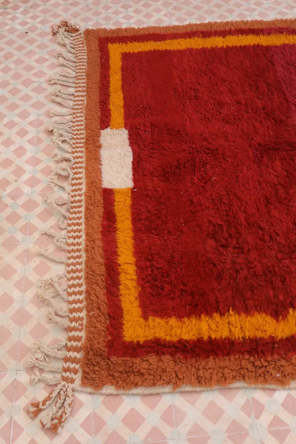 Tapis bordeaux bérbere en laine fait main traditionnelle 250cmx150cm