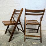 Pair of wooden folding chairs