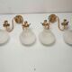 Pair of 60s brass and opaline sconces