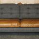 Leather Harris Tweed sofa made in England.