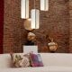 Lampe suspendue italienne en verre de Murano blanc et laiton de style mid-century modern