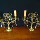 Paire de girandoles en bronze et cristal