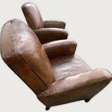 Pair of leather club armchairs – Mid-20th century