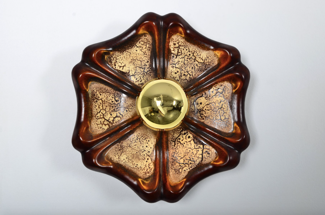 Pan Leuchten 1970 ceramic Fat Lava wall applique