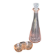 Vintage pink glass carafe and salt cellar