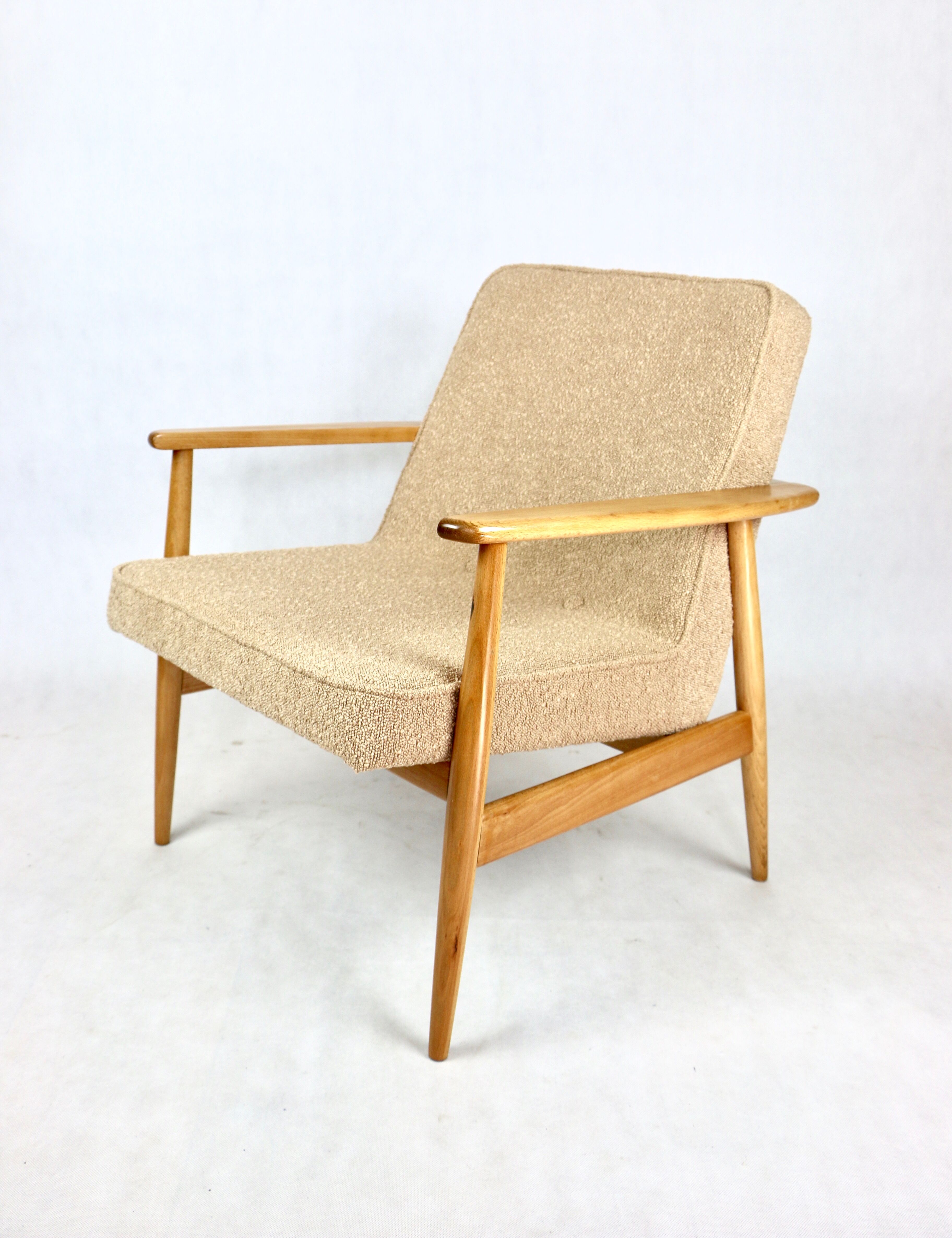 Beige boucle gfm63 lounge chair by J. Kedziorek, 1970s