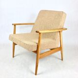 Beige boucle gfm63 lounge chair by J. Kedziorek, 1970s