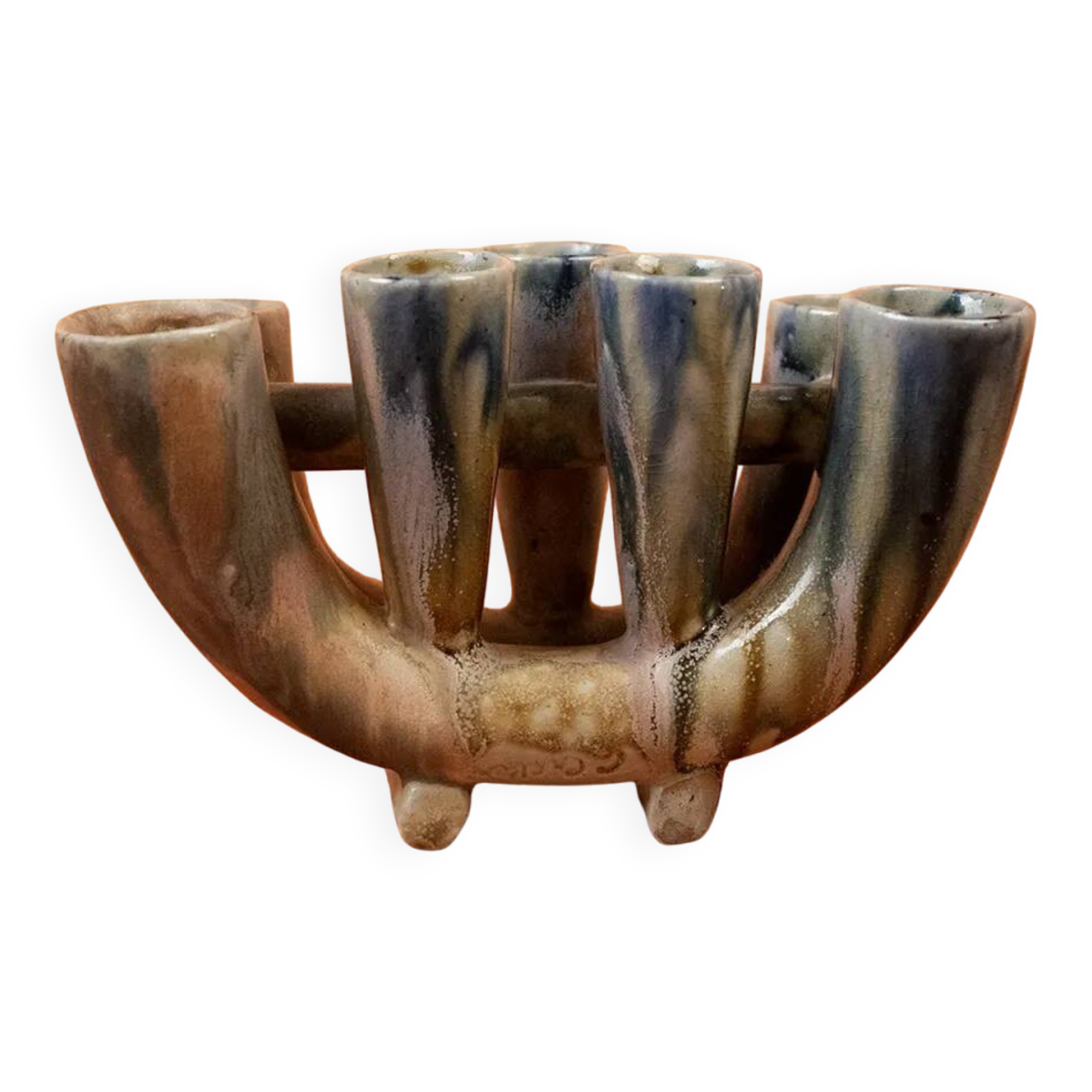 Art Nouveau flower pot in flamed stoneware by Charles Greber