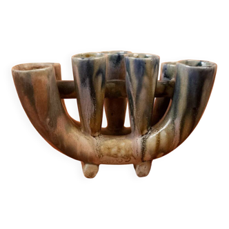 Art Nouveau flower pot in flamed stoneware by Charles Greber