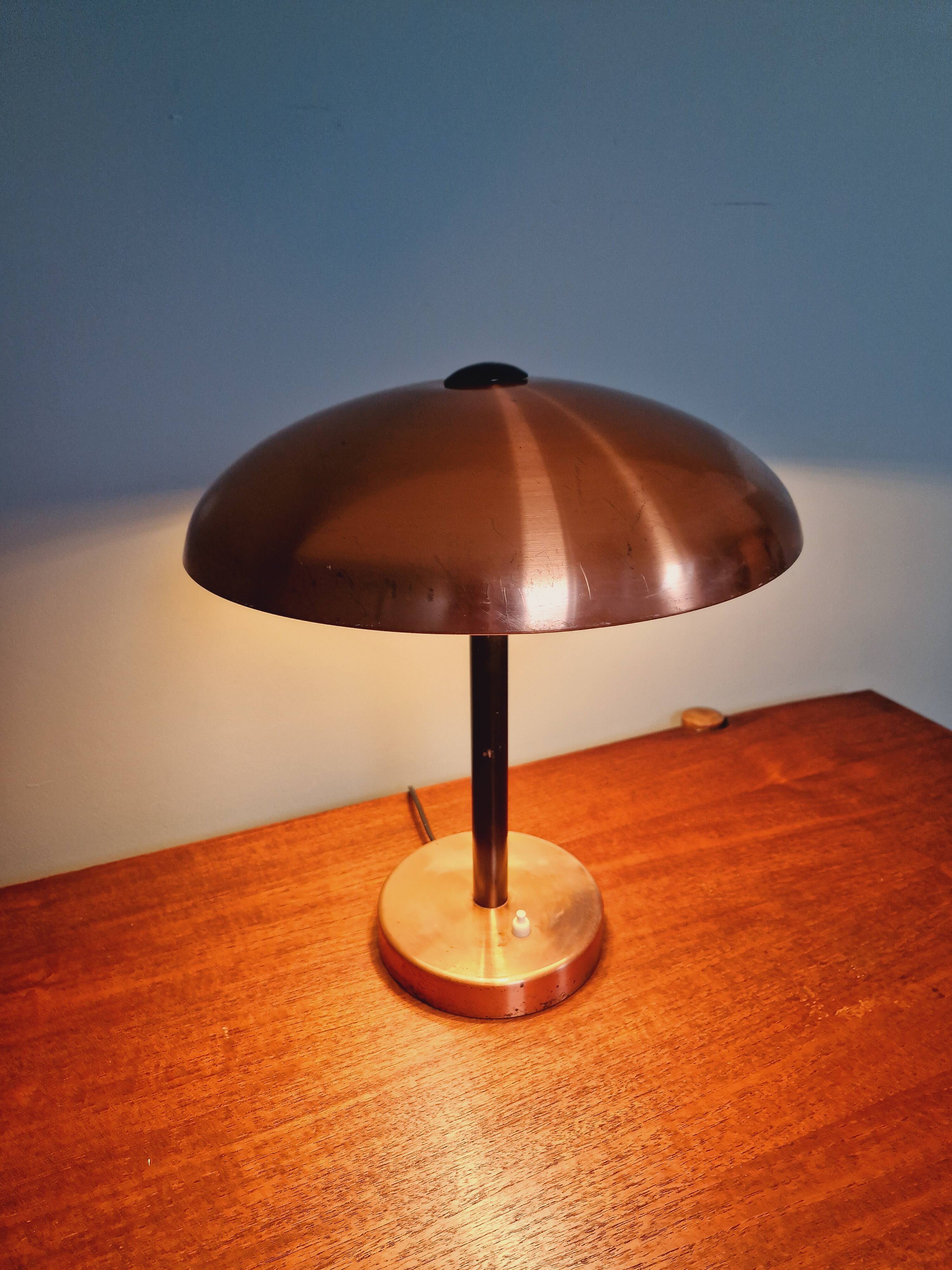 Large copper desk lamp, 1950s