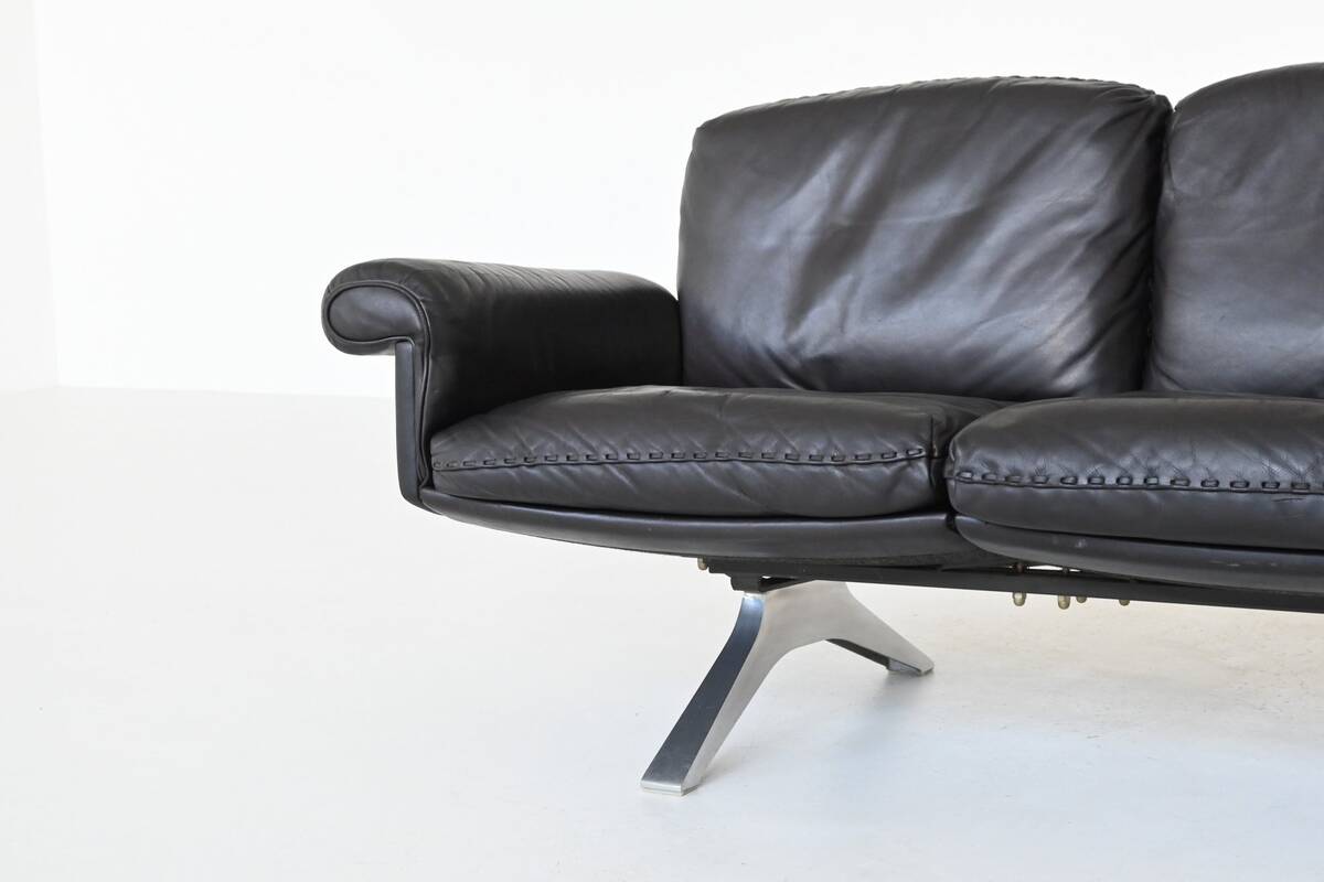 Canapé 3 places De Sede modèle DS-31 en cuir noir, Suisse 1970