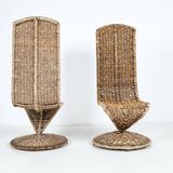 Paire de chaises sculpturales à dossier haut, années 1980, Italie