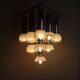 Chandelier with satin glass lights, Italy, 1970s