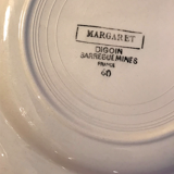 Plates Digoin Sarreguemines fleuries 19th century series Margaret pink flowers