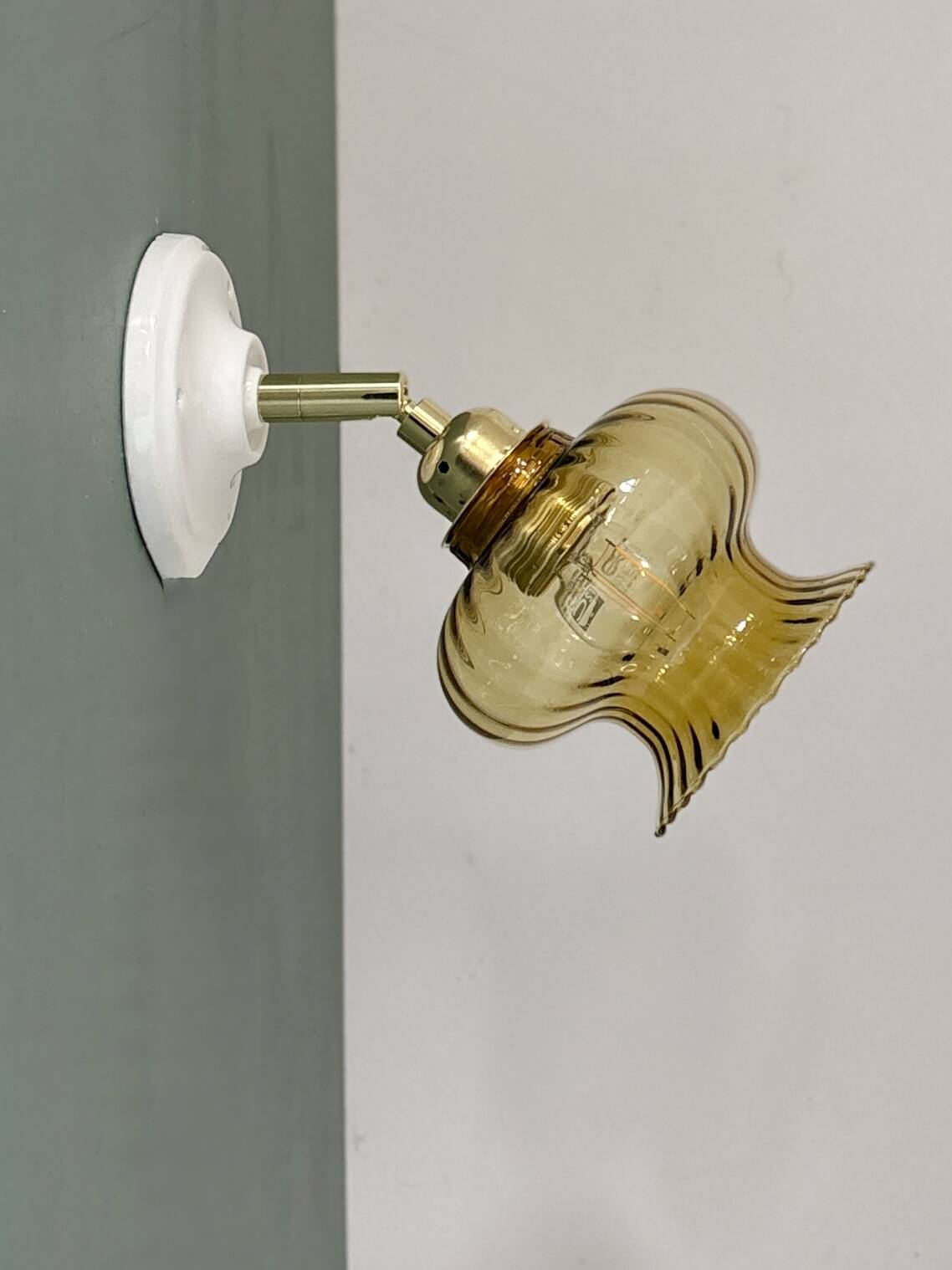 Vintage amber glass tulip wall light