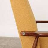 Mustard yellow curly Scandinavian armchair by H.Lis