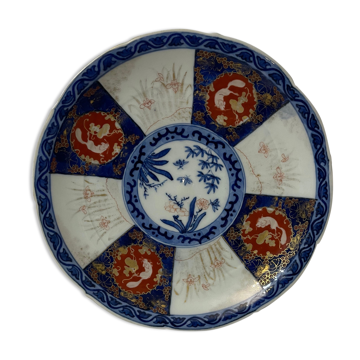 Scalloped plate Fukagawa sei style Imari around 1890 Japan
