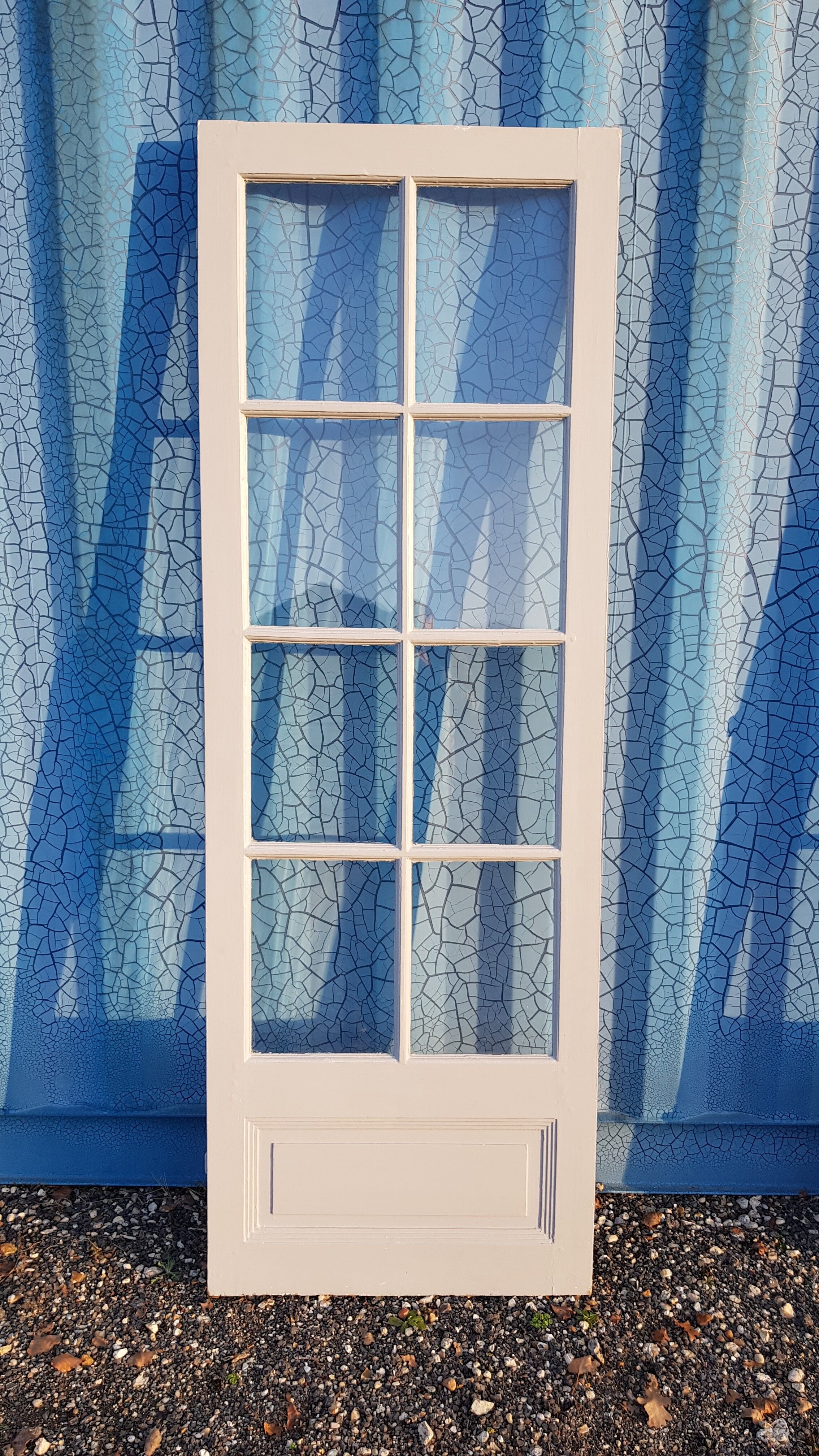 Lot of a double oak glass door