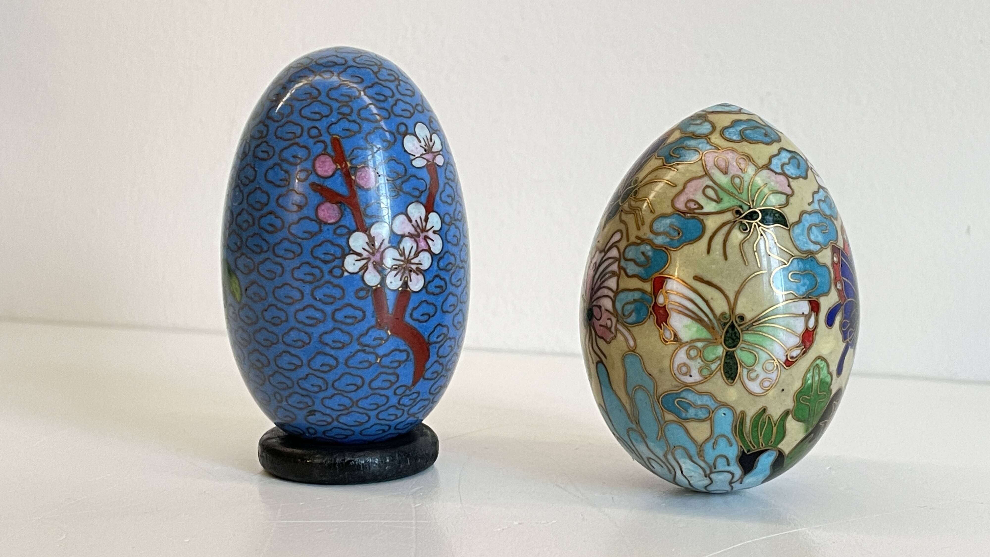 Vintage cloisonné enameled collectible eggs