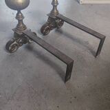 Pair of bronze and steel chenets XIX Holland