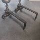 Paire de chenets en bronze et acier XIX Hollande