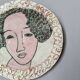 Handmade ceramic wall hanging portrait enameled medallion