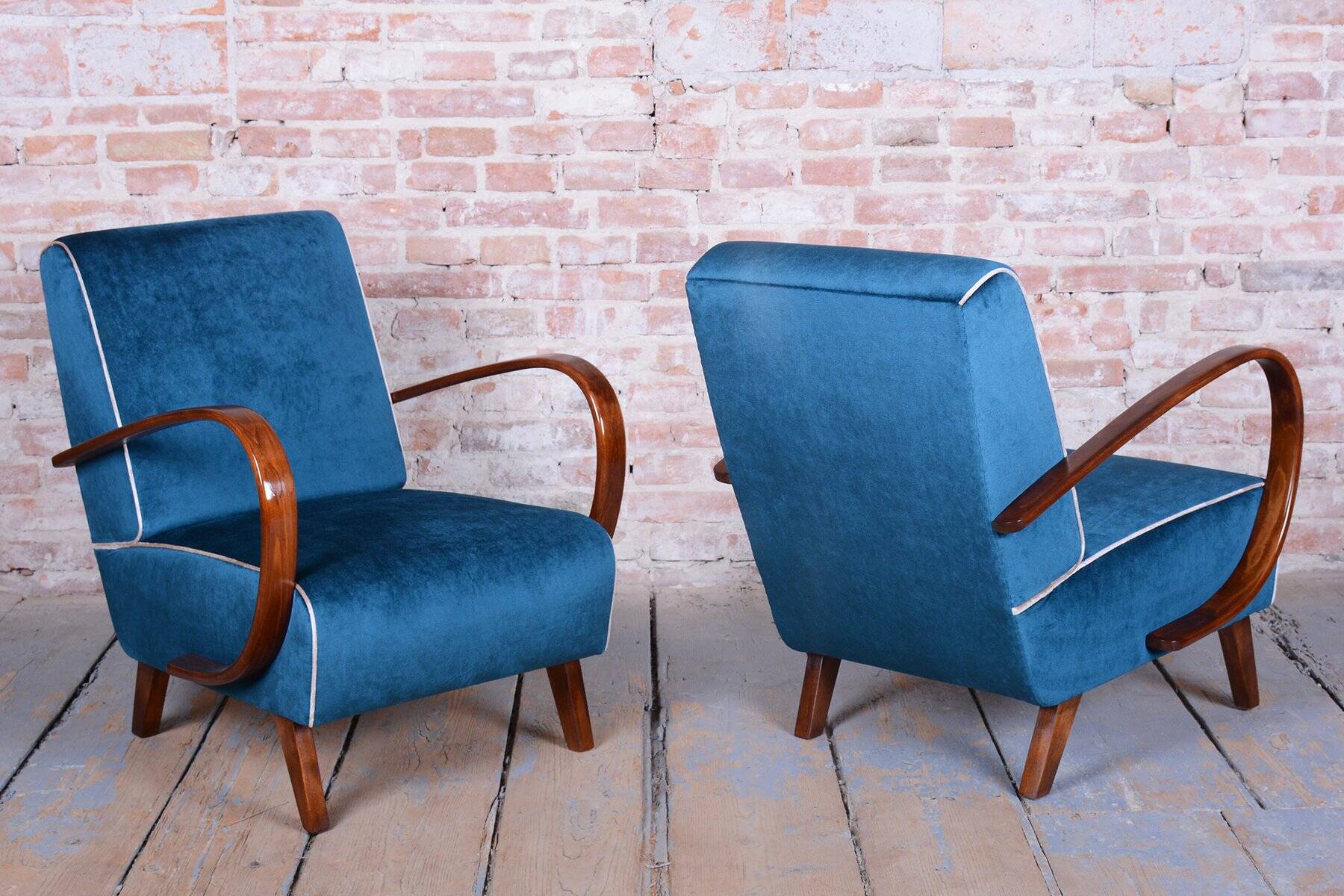 Art Deco Armchairs attributed to J. Halabala for Up Závody, Czech, 1940s, Set of 2