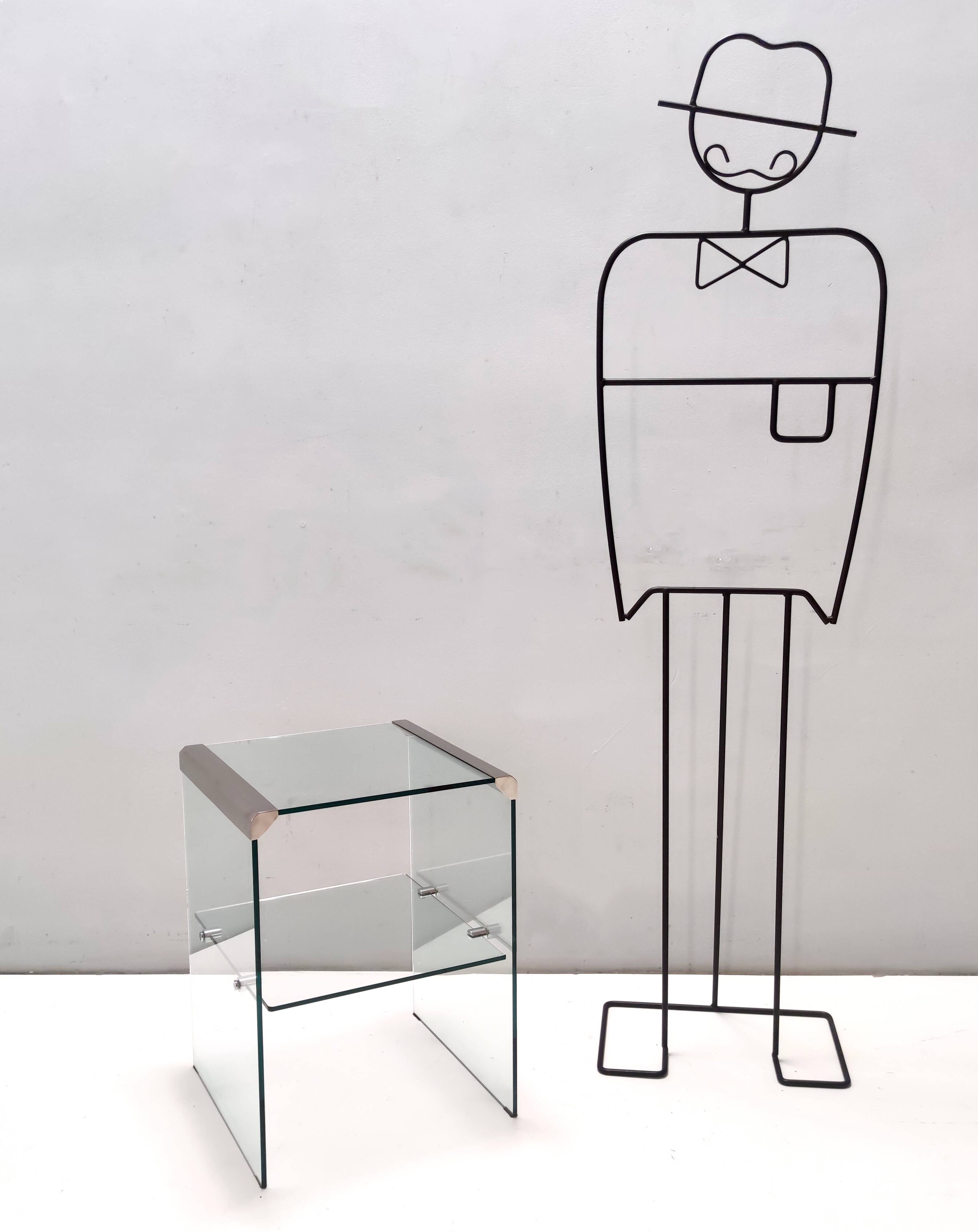 Tempered Glass and Steel Etagere by Gallotti & Radice with a Shelf