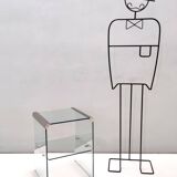 Tempered Glass and Steel Etagere by Gallotti & Radice with a Shelf