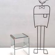 Tempered Glass and Steel Etagere by Gallotti & Radice with a Shelf