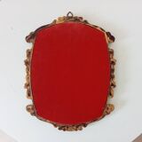 Vintage Florentine mirror from the 60s, golden resin, Italy, 37 x 29 cm