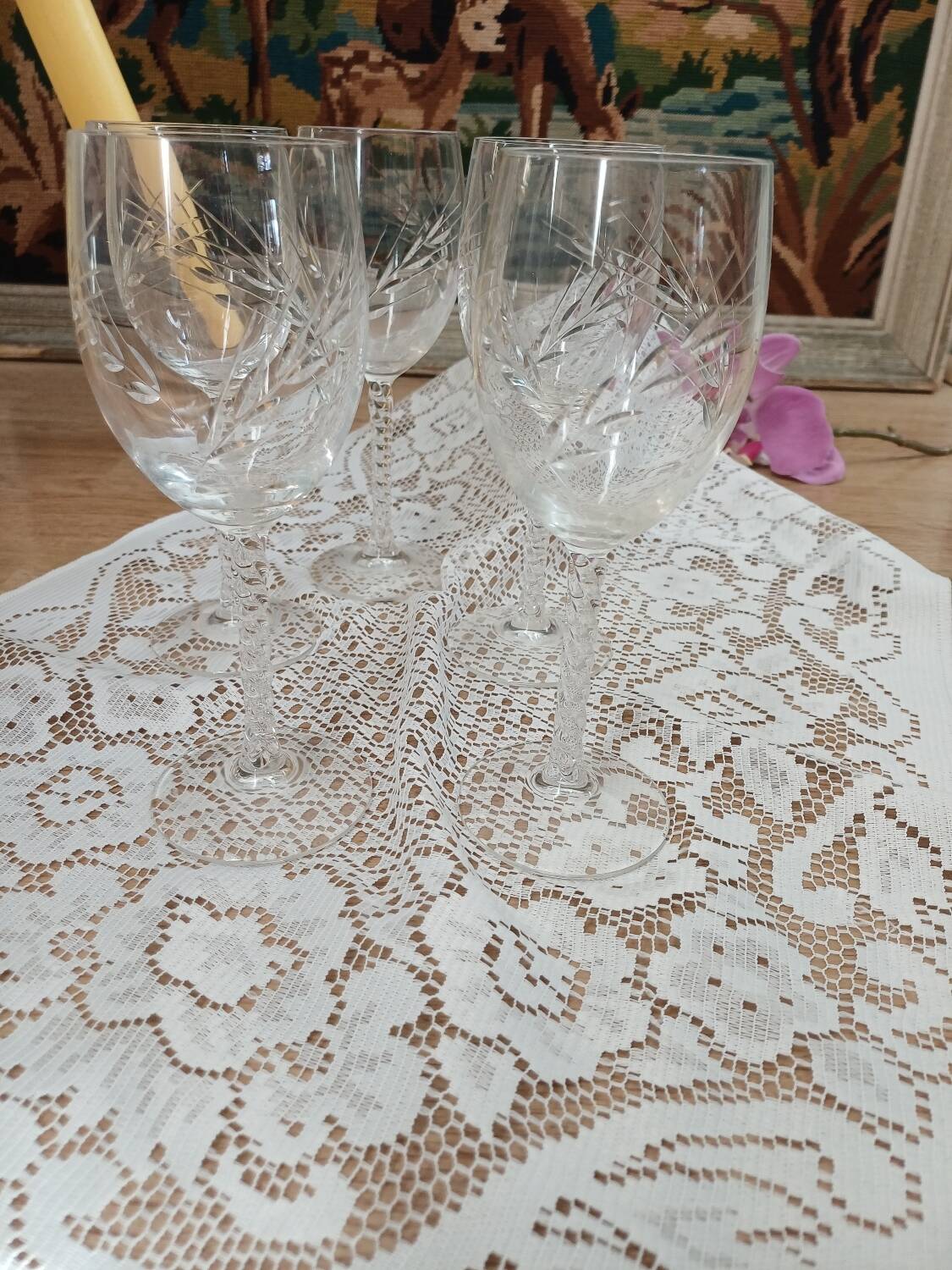 Crystal D'Arques footed glasses