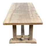 Renovated farmhouse dining table in raw solid wood 200cm 20th century